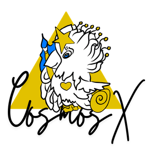 Logo Cosmos X Space Bird with golden fibinaci egg